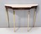 Vintage Walnut Console with a Portuguese Pink Marble Top and Brass Frame, Italy, 1960s 1