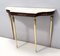 Vintage Walnut Console with a Portuguese Pink Marble Top and Brass Frame, Italy, 1960s 5