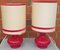 Red Glass Base Table Lamps, 1960s, Set of 2 1