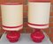 Red Glass Base Table Lamps, 1960s, Set of 2, Image 1