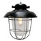 Lámparas colgantes industriales vintage de vidrio esmerilado negro, Imagen 2
