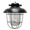 Lámparas colgantes industriales vintage de vidrio esmerilado negro, Imagen 1