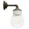 Industrial White Porcelain & Clear Glass Brass Wall Lamp, Image 5