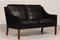 Dänisches 2208 Sofa aus schwarzem Leder von Børge Mogensen für Fredericia Stolefabrik, 1970er 1