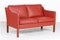 2322 Sofa aus rotem Leder von Børge Mogensen für Fredericia Stolefabrik, 1995 1