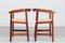Model PP 203 Armchairs in Solid Mahogany with Aniline Leather Seats by Hans J. Wegner for PP Møbler, 1970s, Set of 2 3