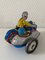 Vintage Wind-Up Tin Toy Motorcycle with Co-Driver & Key 6