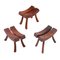 Brutalistische Farmer Hocker aus Teak, 1950er, 3er Set 1