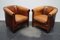 Club chair vintage in pelle color cognac, Paesi Bassi, set di 2, Immagine 9