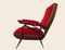Red Velvet Mid-Century Armchairs, Set of 2 1