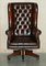 Vintage Brown Leather Wingback Captain's Swivel Chair, 1960s, Image 2