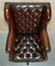 Vintage Brown Leather Wingback Captain's Swivel Chair, 1960s 16