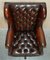 Vintage Brown Leather Wingback Captain's Swivel Chair, 1960s, Image 16