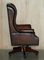 Vintage Brown Leather Wingback Captain's Swivel Chair, 1960s, Image 17