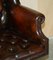 Vintage Brown Leather Wingback Captain's Swivel Chair, 1960s 12