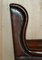 Vintage Brown Leather Wingback Captain's Swivel Chair, 1960s, Image 18