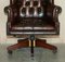 Vintage Brown Leather Wingback Captain's Swivel Chair, 1960s 4