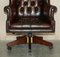 Vintage Brown Leather Wingback Captain's Swivel Chair, 1960s, Image 4