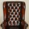 Vintage Brown Leather Wingback Captain's Swivel Chair, 1960s 3