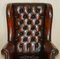 Vintage Brown Leather Wingback Captain's Swivel Chair, 1960s, Image 3