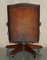 Vintage Restored Brown Leather & Oak Captain's Armchair 13