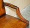 Vintage Restored Brown Leather & Oak Captain's Armchair 10