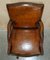 Vintage Restored Brown Leather & Oak Captain's Armchair 8