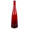 Mid-Century Modern Smoked Ruby Red Mundgeblasene Murano Glasflasche, Italien, 1970er 1