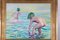 Ejnar R. Kragh, Bambini al bagno in spiaggia, anni '60, olio su tela, con cornice, Immagine 2