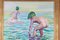 Ejnar R. Kragh, Bambini al bagno in spiaggia, anni '60, olio su tela, con cornice, Immagine 3