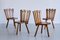 Französische moderne dreibeinige Esszimmerstühle aus Eiche mit fächerförmiger Rückenlehne, 1950er, 4er Set 2