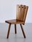 French Modern Tripod Dining Chairs in Oak with Fan Shaped Back, 1950s, Set of 4 12