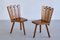 French Modern Tripod Dining Chairs in Oak with Fan Shaped Back, 1950s, Set of 4 4