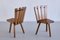 French Modern Tripod Dining Chairs in Oak with Fan Shaped Back, 1950s, Set of 4 3