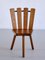 French Modern Tripod Dining Chairs in Oak with Fan Shaped Back, 1950s, Set of 4 5