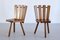 Französische moderne dreibeinige Esszimmerstühle aus Eiche mit fächerförmiger Rückenlehne, 1950er, 4er Set 6