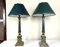 Large Empire Green and Gold Table Lamps, 1950s, France, Set of 2 1