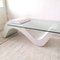 Large Vintage Postmodern Wave Coffee Table in Textured Plaster & Glass, USA, 1980s 4