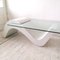 Large Vintage Postmodern Wave Coffee Table in Textured Plaster & Glass, USA, 1980s, Image 4