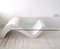 Large Vintage Postmodern Wave Coffee Table in Textured Plaster & Glass, USA, 1980s 1