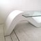 Large Vintage Postmodern Wave Coffee Table in Textured Plaster & Glass, USA, 1980s 3