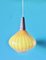 Vintage French Pendant Lamp in Orange Glass and Teak, 1960, Image 1