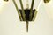 Lámpara de araña vintage de latón y vidrio con seis luces, años 60, Imagen 9