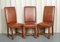 Vintage Brown Oak and Leather Halo Soho Dining Chairs, Set of 6 4