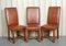 Vintage Brown Oak and Leather Halo Soho Dining Chairs, Set of 6, Image 4