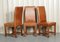 Vintage Brown Oak and Leather Halo Soho Dining Chairs, Set of 6 3