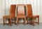 Vintage Brown Oak and Leather Halo Soho Dining Chairs, Set of 6, Image 3