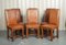 Vintage Brown Oak and Leather Halo Soho Dining Chairs, Set of 6 1