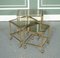 Vintage Hollywood Regency Brass & Glass Nest of Tables, 1950s, Set of 3 2