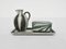 Joyero y jarrón francés Rusha de cerámica, años 50. Juego de 3, Imagen 1